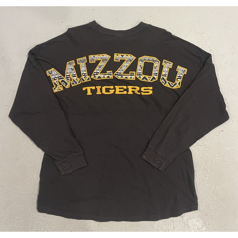 Pressbox Mizzou Missouri Tigers Long Sleeve Shirt Spellout Womens‎ Small Gray